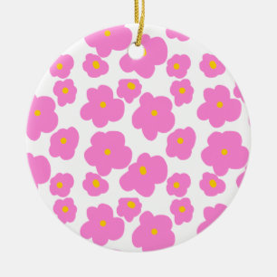 Pink yellow daisy flower modern elegant pattern ceramic tree decoration