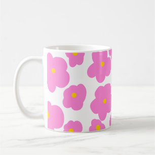 Pink yellow daisy flower modern elegant pattern  coffee mug