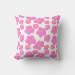 Pink yellow daisy flower modern elegant pattern cushion