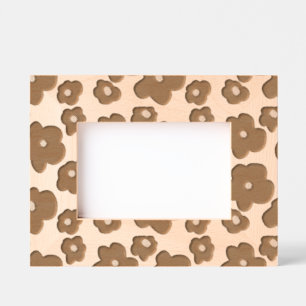 Pink yellow daisy flower modern elegant pattern  etched frames