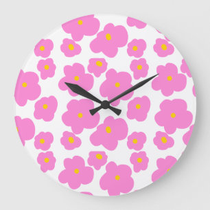 Pink yellow daisy flower modern elegant pattern  large clock