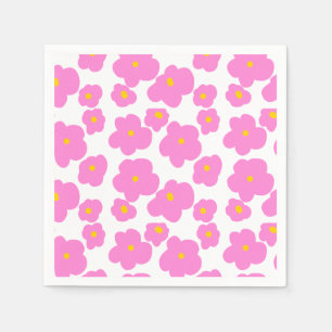 Pink yellow daisy flower modern elegant pattern napkin