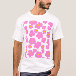 Pink yellow daisy flower modern elegant pattern  T-Shirt