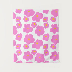 Pink yellow daisy flower modern elegant pattern  tapestry