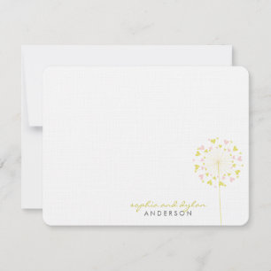 Pink Yellow Dandelions Love Wedding Thank You Card