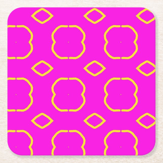 Pink yellow design paper coaster (Front)