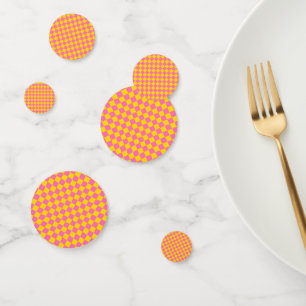 Pink Yellow Diamond Harlequin Chequered Pattern Confetti