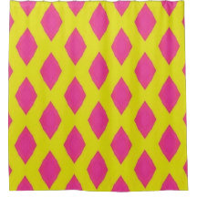 Pink & Yellow Diamond Pattern Shower Curtain