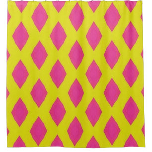 Pink & Yellow Diamond Pattern Shower Curtain