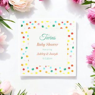 Pink Yellow Dots Birthday Baby Shower Napkin
