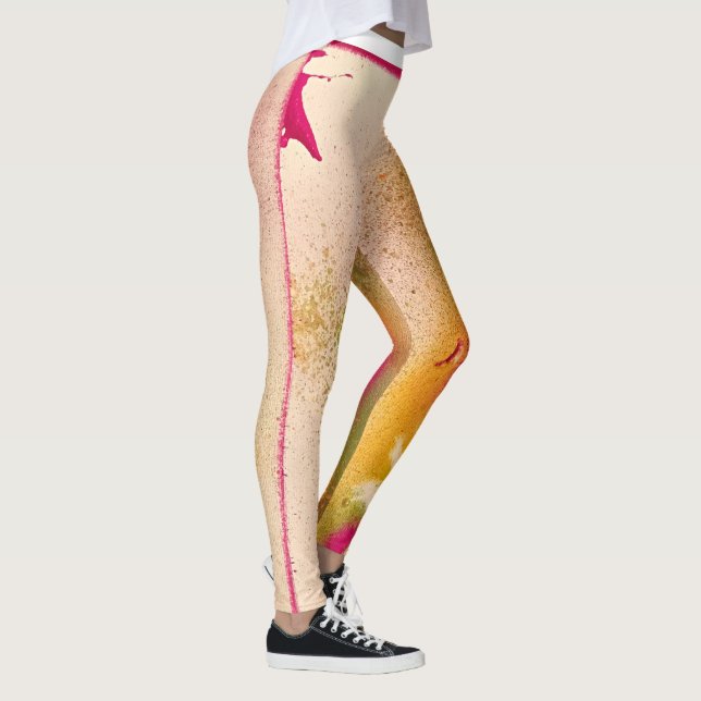 Pink & Yellow Feather Leggings (Right)