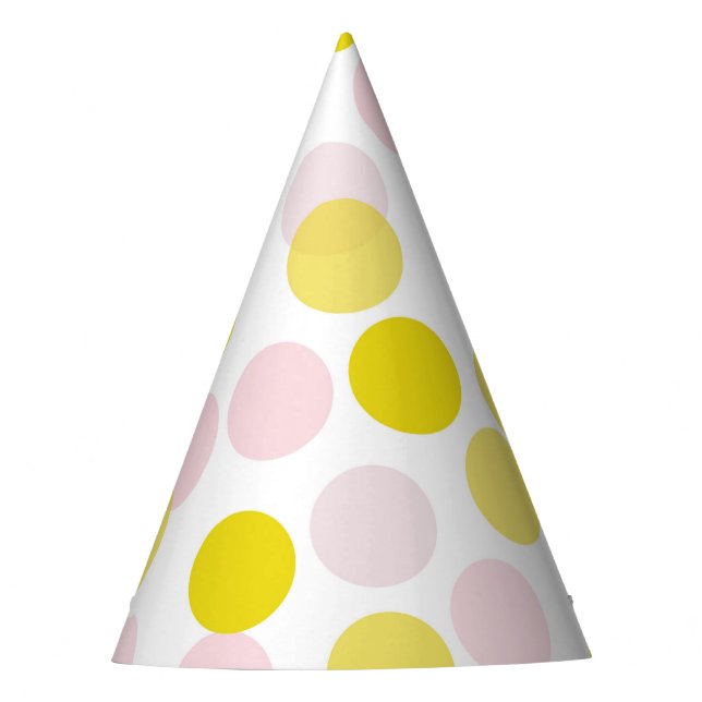 Pink & Yellow Festive Polka Dots Confetti Party Hat (Front)