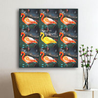 Pink Yellow Flamingo Bird Photo Pattern Dare Quote