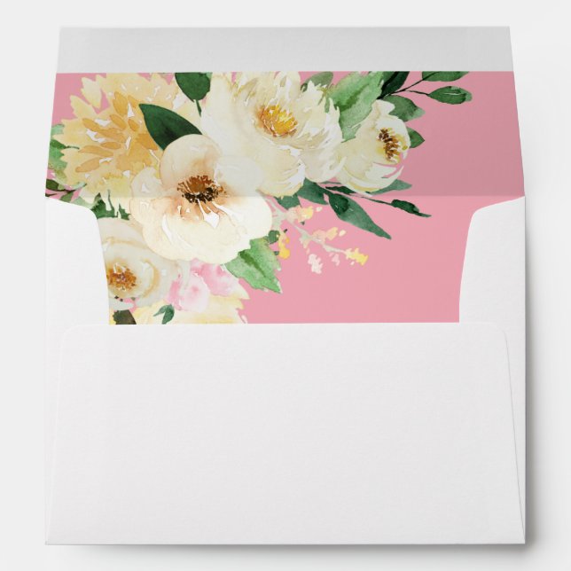Pink & Yellow Floral 2 Pink Envelope (Back (Bottom))