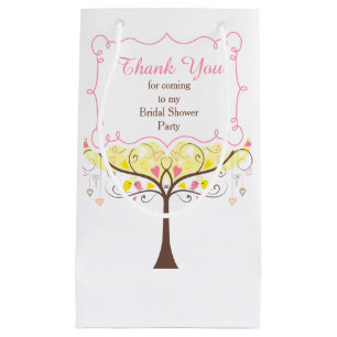 Pink & Yellow Floral Bird Bridal Shower Thank You Small Gift Bag