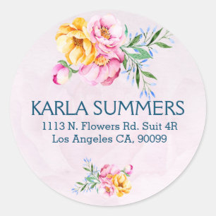 Pink & Yellow Floral Bouquet Classic Round Sticker