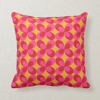 Pink yellow floral geometric cushion