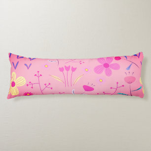 Pink & Yellow Floral Print Body Pillow