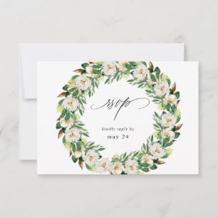 Pink & Yellow Floral w Meal RSVP 2 Card