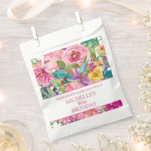 Pink Yellow Floral Women's Birthday Party Favour Bags