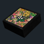 Pink Yellow Floral Zebra Indian Print Pattern Gift Box<br><div class="desc">Pretty pink daisies,  bright yellow freesias,  and dark green palm leaves decorate a wide diagonal band of black and white zebra print and a yellow and turquoise Indian print. The result is a tropical floral collage that will add a dramatic pop of colour.</div>