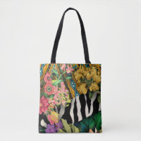 Pink Yellow Floral Zebra Indian Print Pattern
