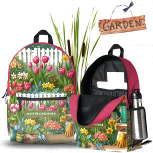 Pink Yellow Flower Garden Printed Backpack