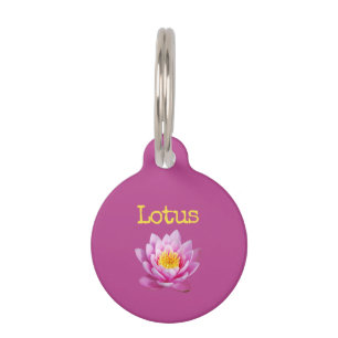 Pink Yellow Flower Lotus Pet Tag