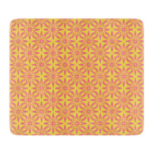 Pink Yellow Flower Seamless Pattern Cutting Board