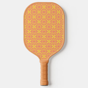 Pink Yellow Flower Seamless Pattern Pickleball Paddle