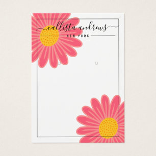 Pink Yellow Flowers Cursive Earring Display Card