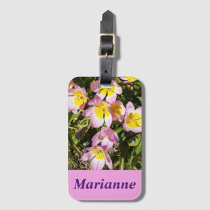 Pink & Yellow Flowers  Luggage Tag