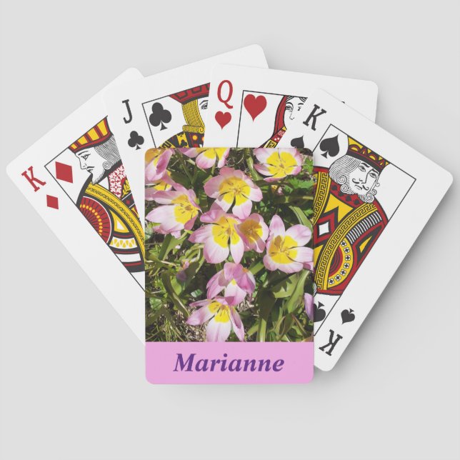 Pink & Yellow Flowers Playing Cards (Back)