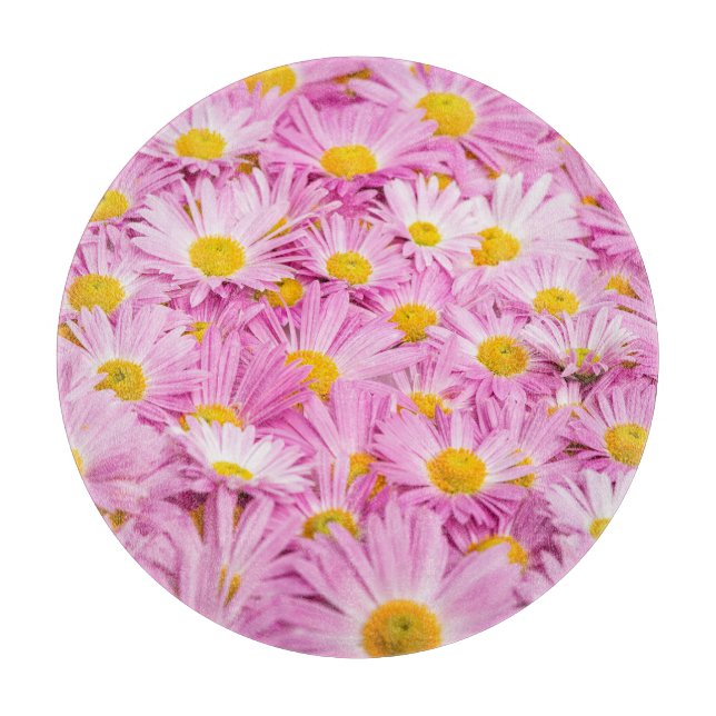 Pink Yellow Flowers Seamless Background Cutting Board (Front)