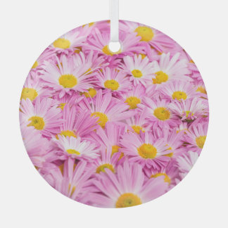 Pink Yellow Flowers Seamless Background Glass Tree Decoration