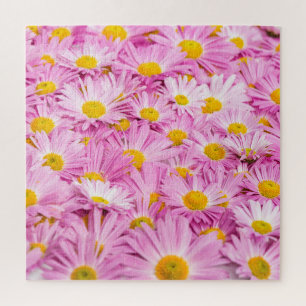 Pink Yellow Flowers Seamless Background Jigsaw Puzzle