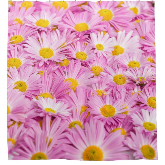 Pink Yellow Flowers Seamless Background Shower Curtain (Front)