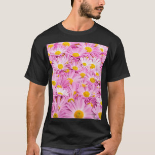 Pink Yellow Flowers Seamless Background T-Shirt