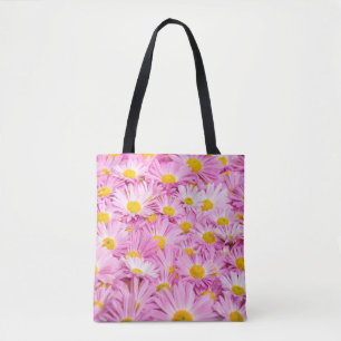 Pink Yellow Flowers Seamless Background Tote Bag