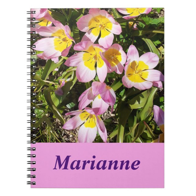 Pink & Yellow Flowers Spiral Notebook (Front)