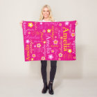 Pink yellow girls name Amelia flower blanket