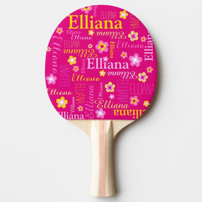 Pink yellow girls name Elliana name meaning  Ping Pong Paddle (Front)