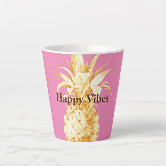 Pink Yellow Gold Pineapple Latte Mug (Front)