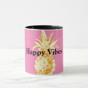 Pink Yellow Gold Pineapple Mug