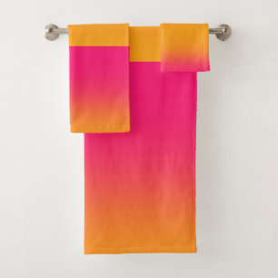 Pink Yellow Gradient  Bath Towel Set