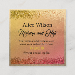 Pink Yellow Gradient Gold Glitter Glamorous Salon  Appointment Card