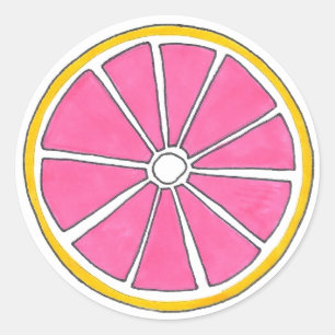 Pink Yellow Grapefruit Citrus Fruit Slice Stickers