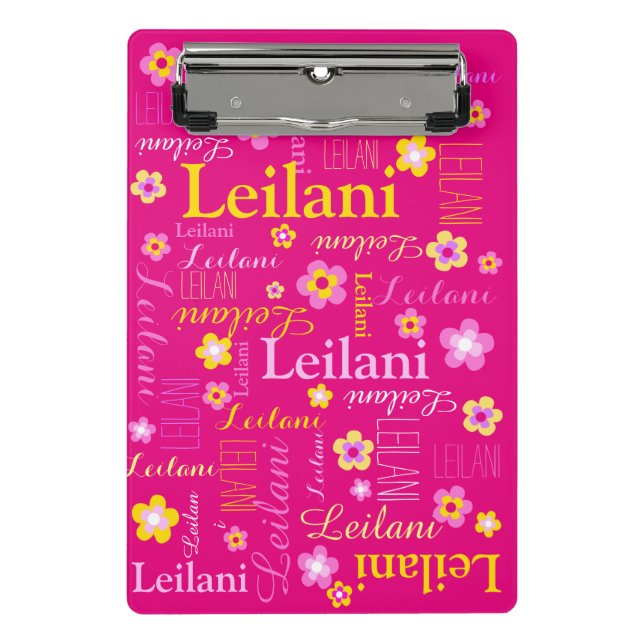 Pink yellow graphic flower custom girls Leilani Mini Clipboard (Front)