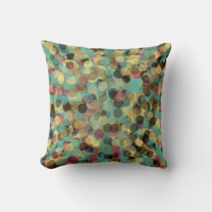 pink yellow green and blue circle pattern abstract cushion