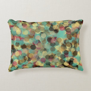 pink yellow green and blue circle pattern abstract decorative cushion